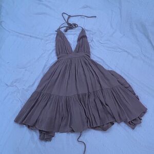 Windsor beige open back flowy dress.